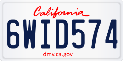 CA license plate 6WID574