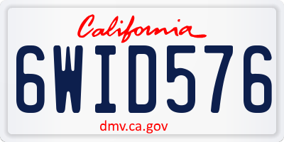 CA license plate 6WID576