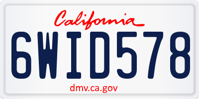 CA license plate 6WID578