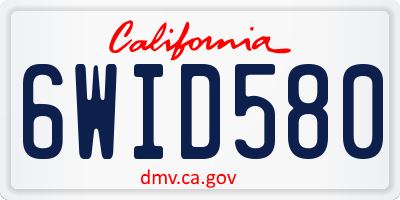 CA license plate 6WID580