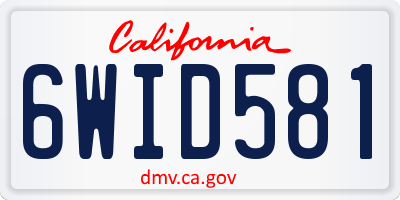 CA license plate 6WID581