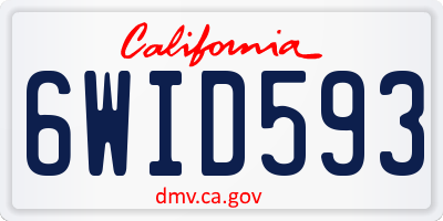CA license plate 6WID593