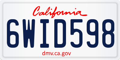 CA license plate 6WID598