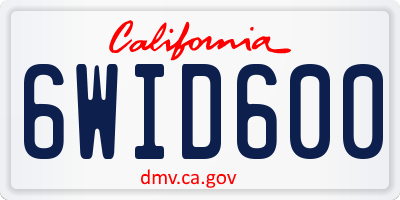 CA license plate 6WID600