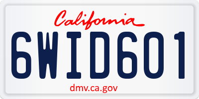 CA license plate 6WID601