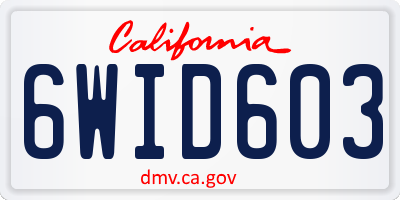 CA license plate 6WID603