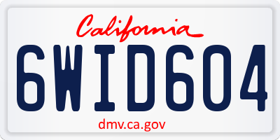 CA license plate 6WID604
