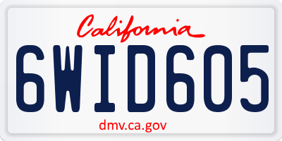 CA license plate 6WID605