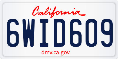 CA license plate 6WID609