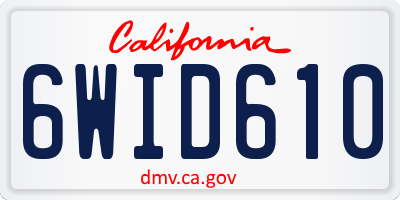 CA license plate 6WID610