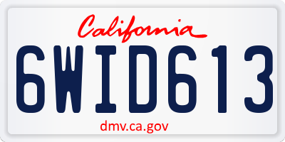 CA license plate 6WID613