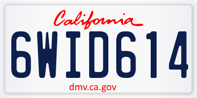 CA license plate 6WID614