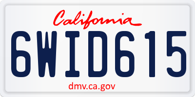 CA license plate 6WID615