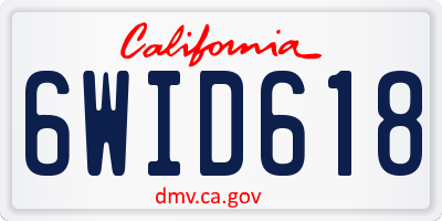 CA license plate 6WID618
