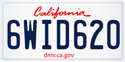 CA license plate 6WID620