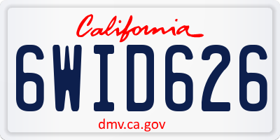 CA license plate 6WID626