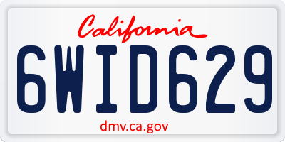 CA license plate 6WID629