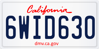 CA license plate 6WID630