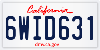 CA license plate 6WID631