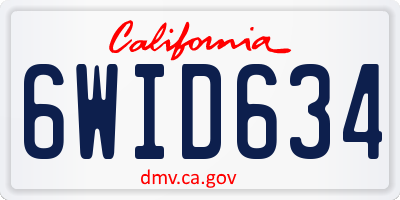 CA license plate 6WID634