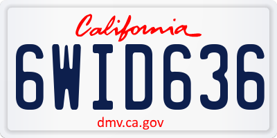 CA license plate 6WID636