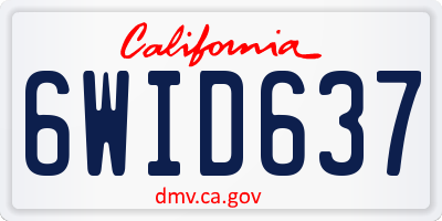 CA license plate 6WID637