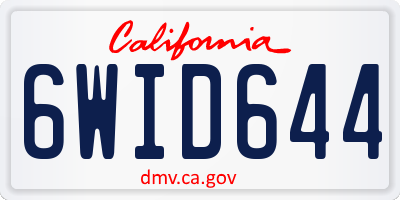 CA license plate 6WID644