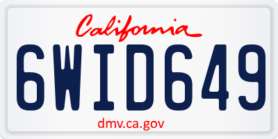 CA license plate 6WID649