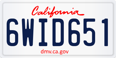 CA license plate 6WID651