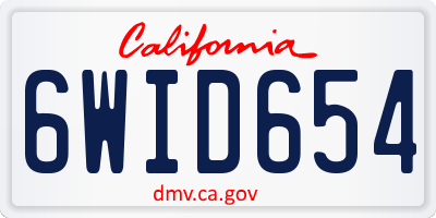 CA license plate 6WID654