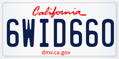CA license plate 6WID660