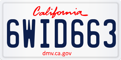 CA license plate 6WID663