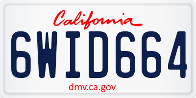 CA license plate 6WID664