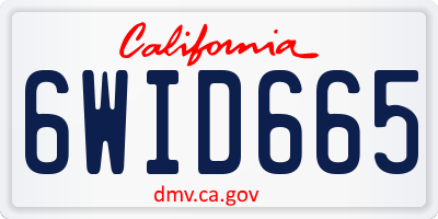 CA license plate 6WID665
