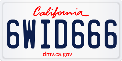 CA license plate 6WID666