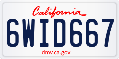 CA license plate 6WID667