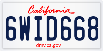 CA license plate 6WID668