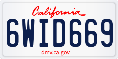 CA license plate 6WID669