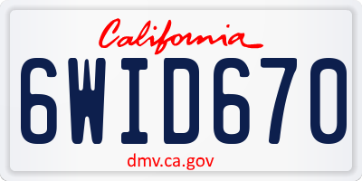 CA license plate 6WID670
