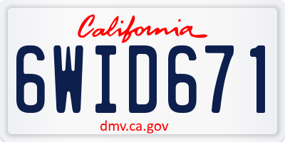 CA license plate 6WID671