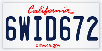 CA license plate 6WID672
