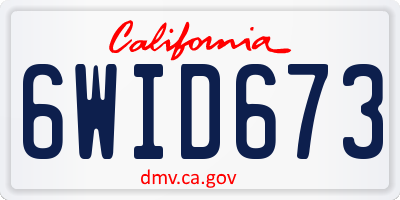 CA license plate 6WID673