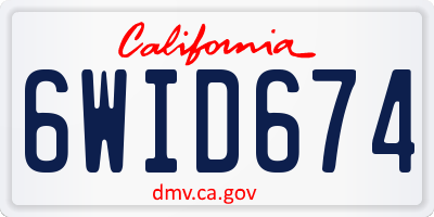 CA license plate 6WID674