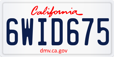 CA license plate 6WID675