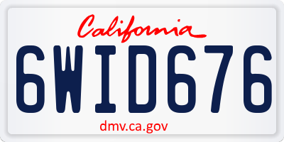 CA license plate 6WID676
