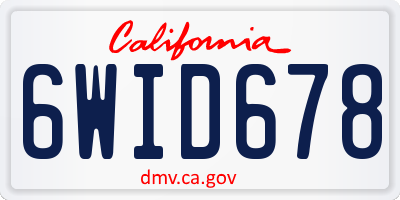 CA license plate 6WID678