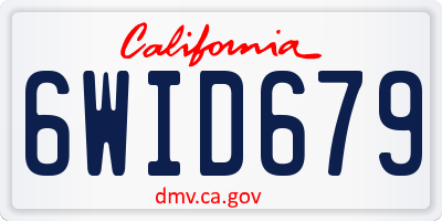 CA license plate 6WID679
