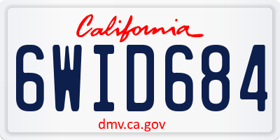 CA license plate 6WID684