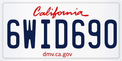 CA license plate 6WID690