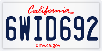CA license plate 6WID692